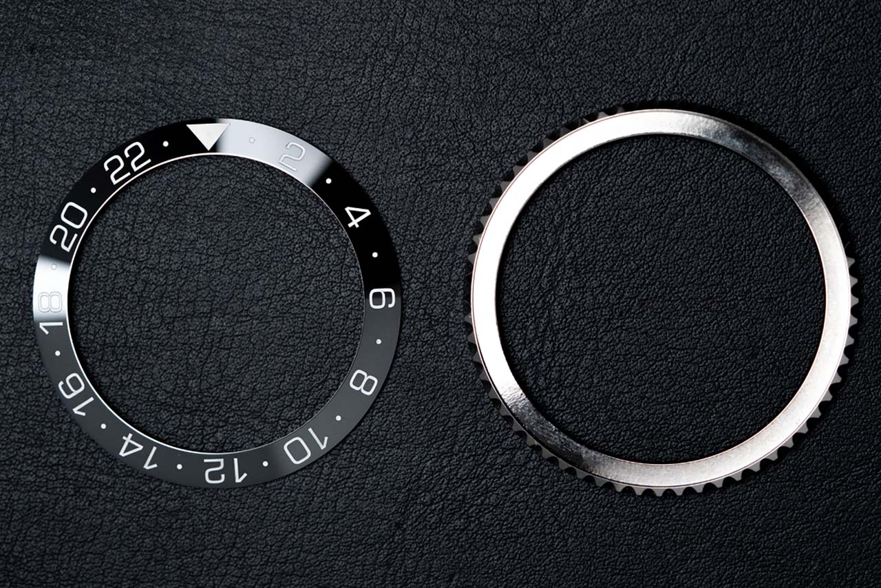 41.5mm Bezel Bundle - GMT Diver Ceramic Bezel Insert (Black & Grey - Type B) & 24-click Bi-directional Bezel