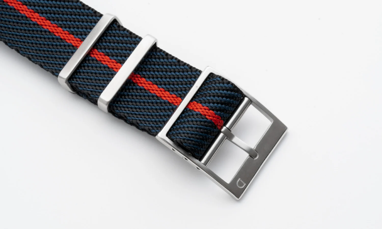 DIY Watch Club Classic Nylon Strap - Navy x Black with Red centerline - Image 2