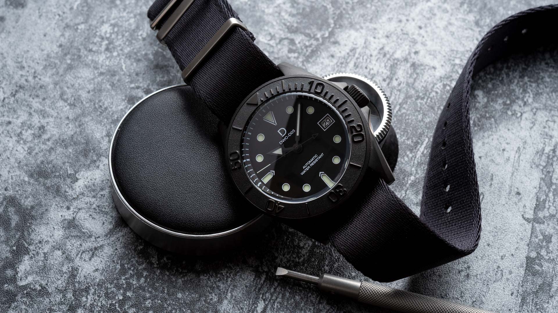 41.5mm Knurled thin profile PVD Black bezel - for DWC divers, Seiko SKX and 5KX/SRPD - Image 3