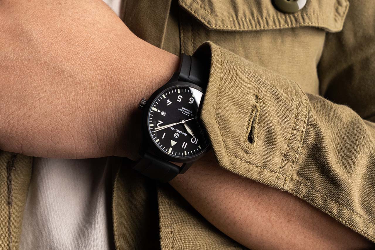 DIY Watchmaking Kit | PVD Black 40mm Pilot Watch with date | F01 (Standard Lume) - Image 4