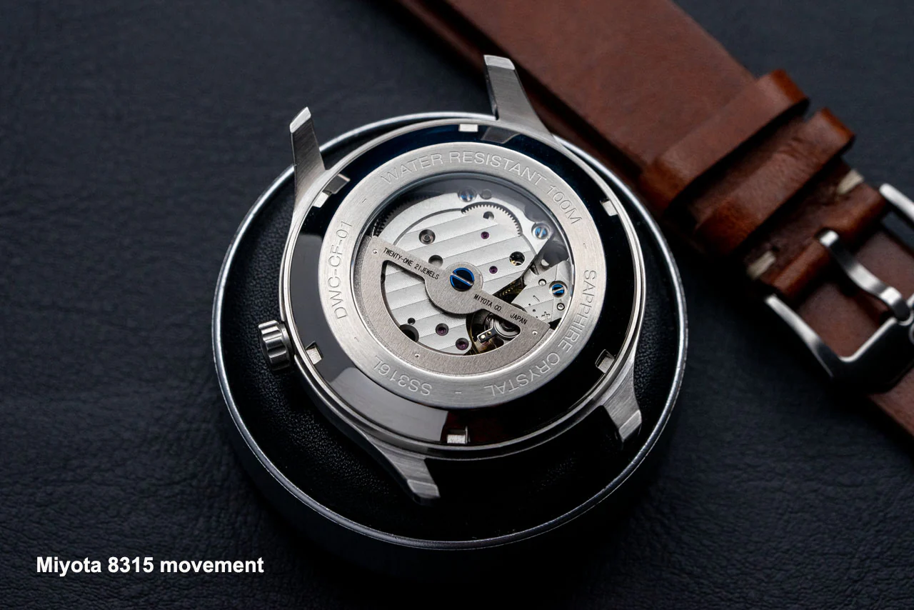 DIY Watchmaking Kit | 40mm Pilot Watch With Date & Brown Leather Strap | F01 (8215 or 8315 Miyota movement) - Image 3